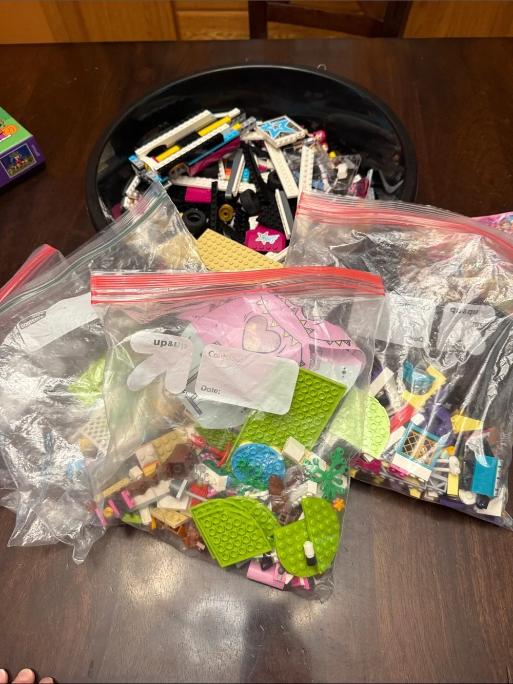 LEGO Friends Pink Purple and White Building Set Pieces. Mixed incomplete sets.